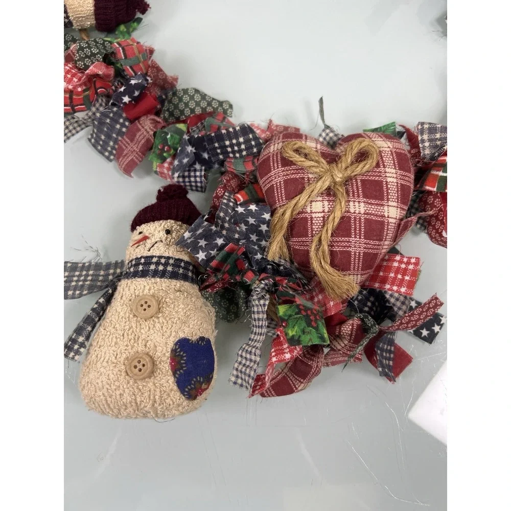 Rustic Primitive Christmas Garland Snowman Americana Farmhouse‎ Decor